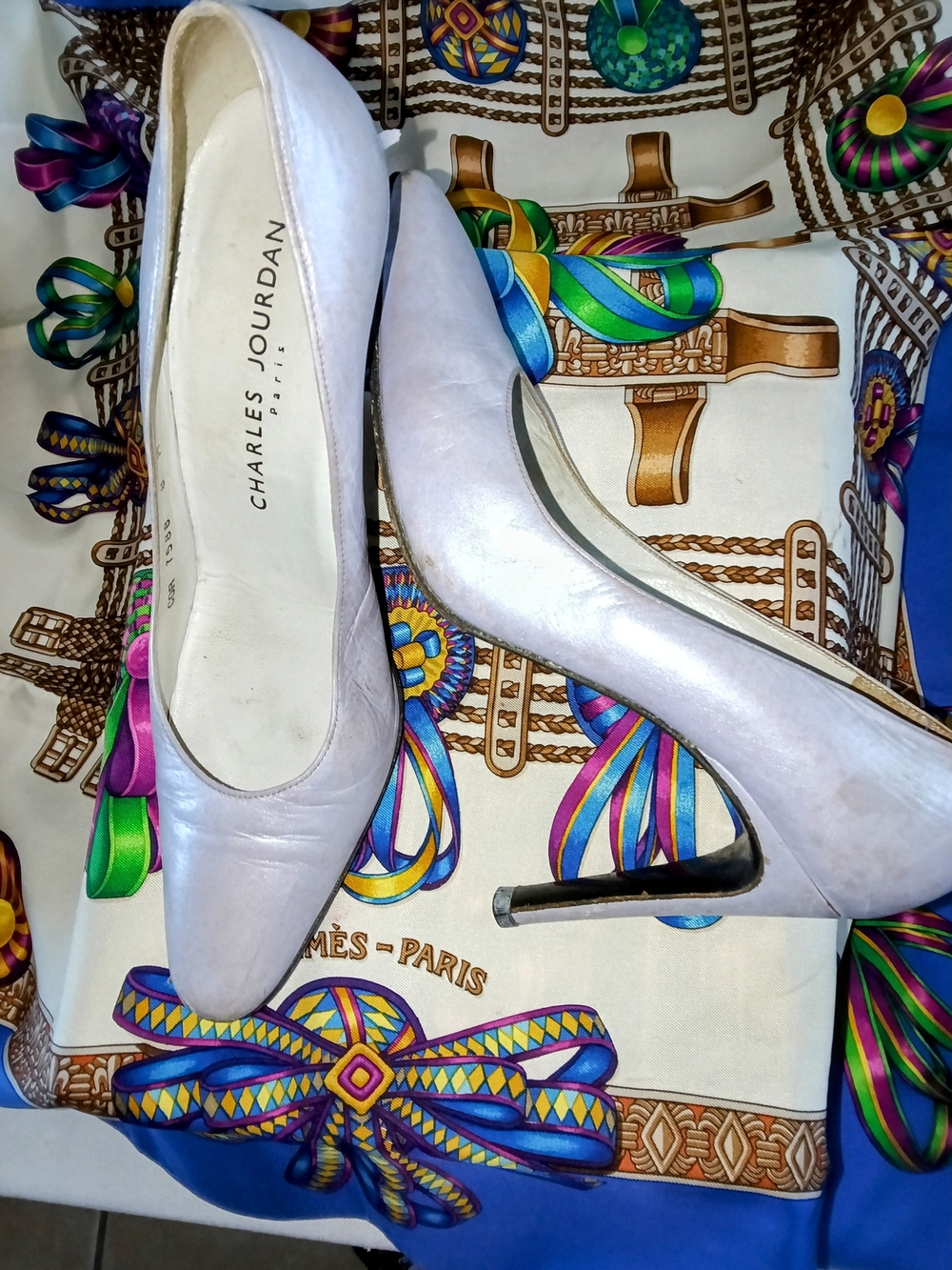 Charles Jourdan Lilac Leather Pointed-Toe Stiletto Pumps